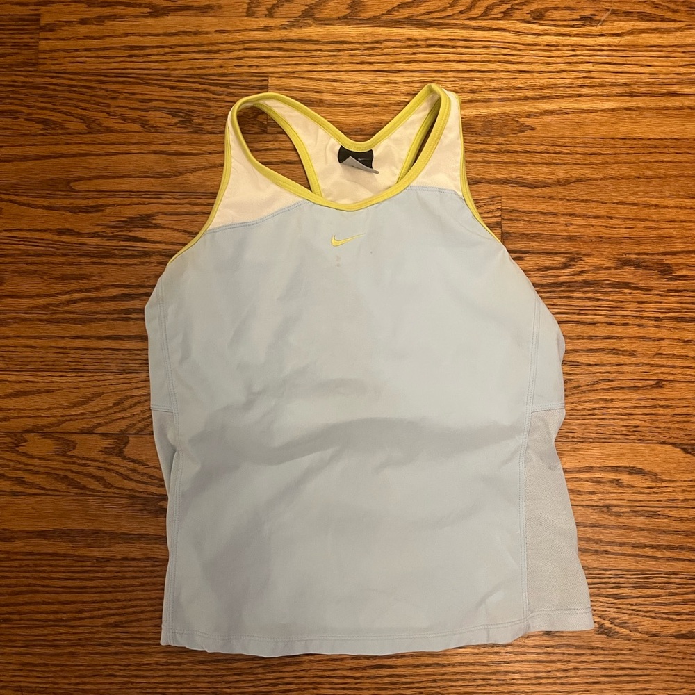 Nike Light Blue and Yellow Tank Top